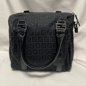 Fendi Canvas Bag Baulotto Tube Zucchino Black 8BL068 New with Dust Bag